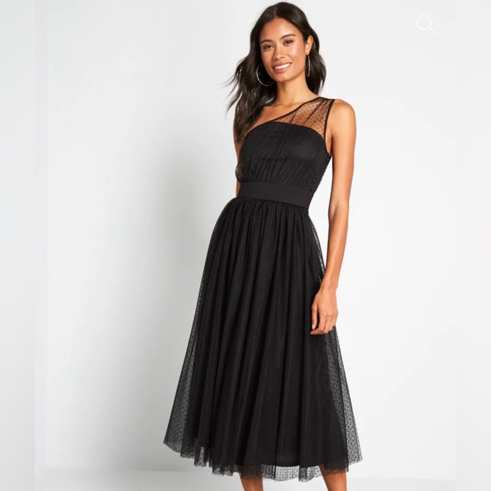 ModCloth Tulle Night Long One-Shoulder Dress